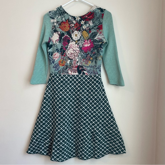 Aldo Martins Anthropologie Flowerpot Floral Sweater Dress Wool Blend Size Small - Picture 3 of 16